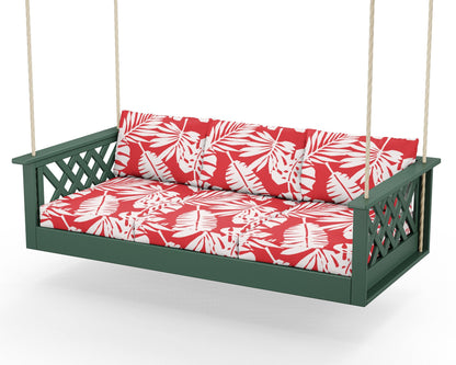 Country Living Wovendale Daybed Swing in Green / Leaf Crimson
