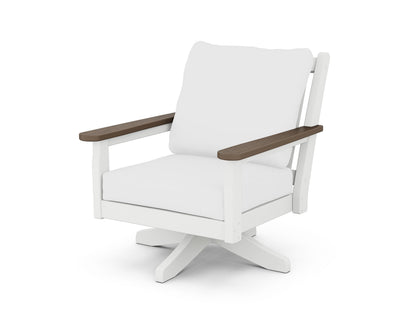 POLYWOOD® Chippendale Deep Seating Swivel Chair in White / Kona / Natural
