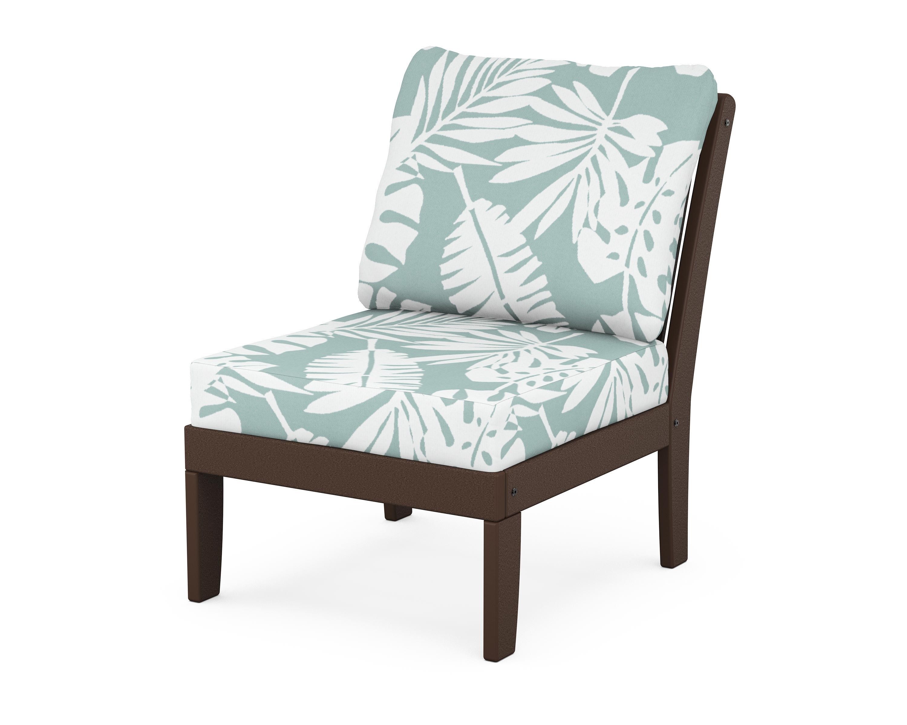 POLYWOOD® Braxton Modular Armless Chair in Mahogany / Leaf Glacier Spa