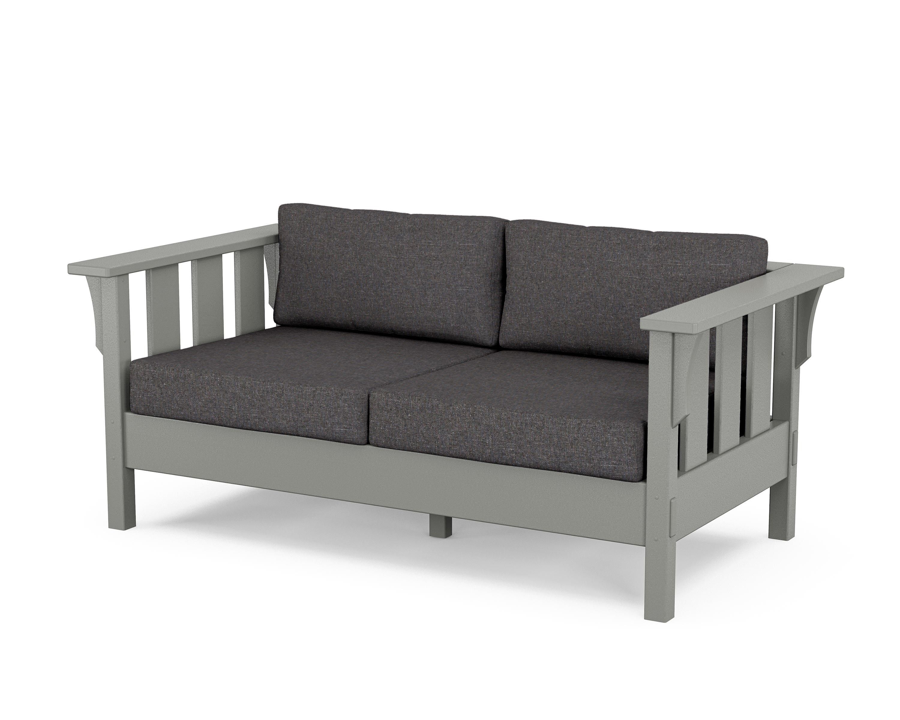 Martha Stewart by POLYWOOD® Acadia Deep Seating Loveseat in Slate Grey / Ash Charcoal