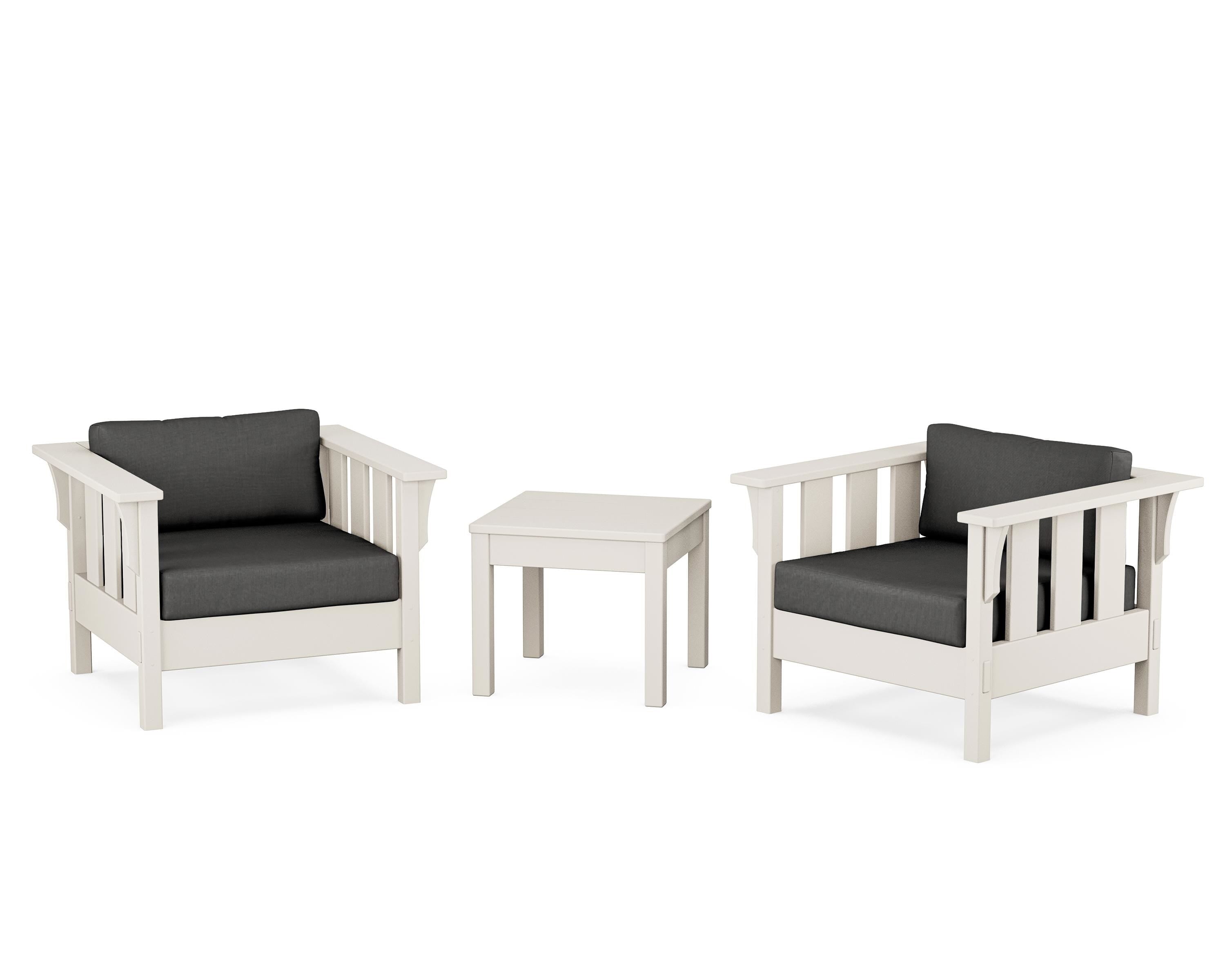 Martha Stewart by POLYWOOD® Acadia 3-Piece Deep Seating Set in Sand / Spectrum Carbon