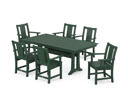 POLYWOOD® Prairie Arm Chair 7-Piece Farmhouse Dining Set with Trestle Legs in Green