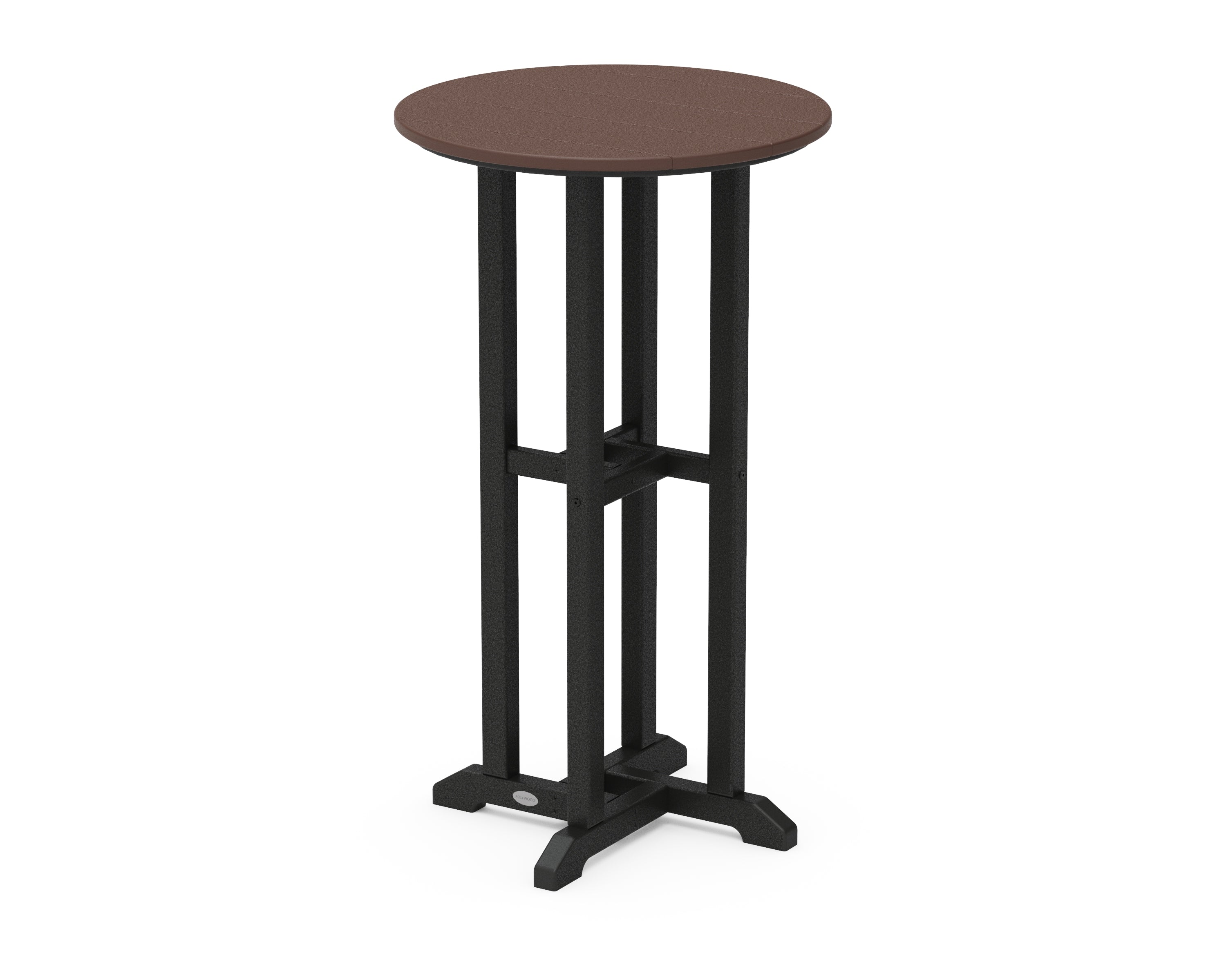 POLYWOOD® Contempo 24" Round Bar Table in Black / Mahogany