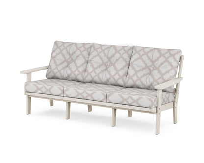 POLYWOOD® Prairie Deep Seating Sofa in Sand / Trellis Dune Burlap