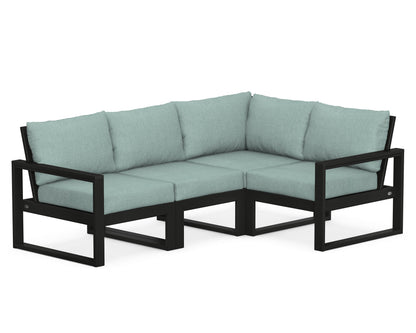 POLYWOOD® EDGE 4-Piece Modular Deep Seating Set in Black / Glacier Spa
