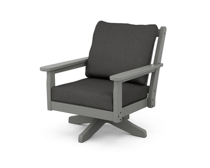 POLYWOOD® Chippendale Deep Seating Swivel Chair in Slate Grey / Spectrum Carbon