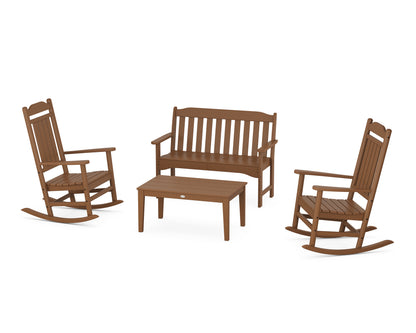 Country Living Cottage Legacy Rocking Chair 4-Piece Porch Set in Teak