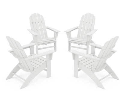 POLYWOOD® 4-Piece Vineyard Curveback Adirondack Chair Conversation Set in White