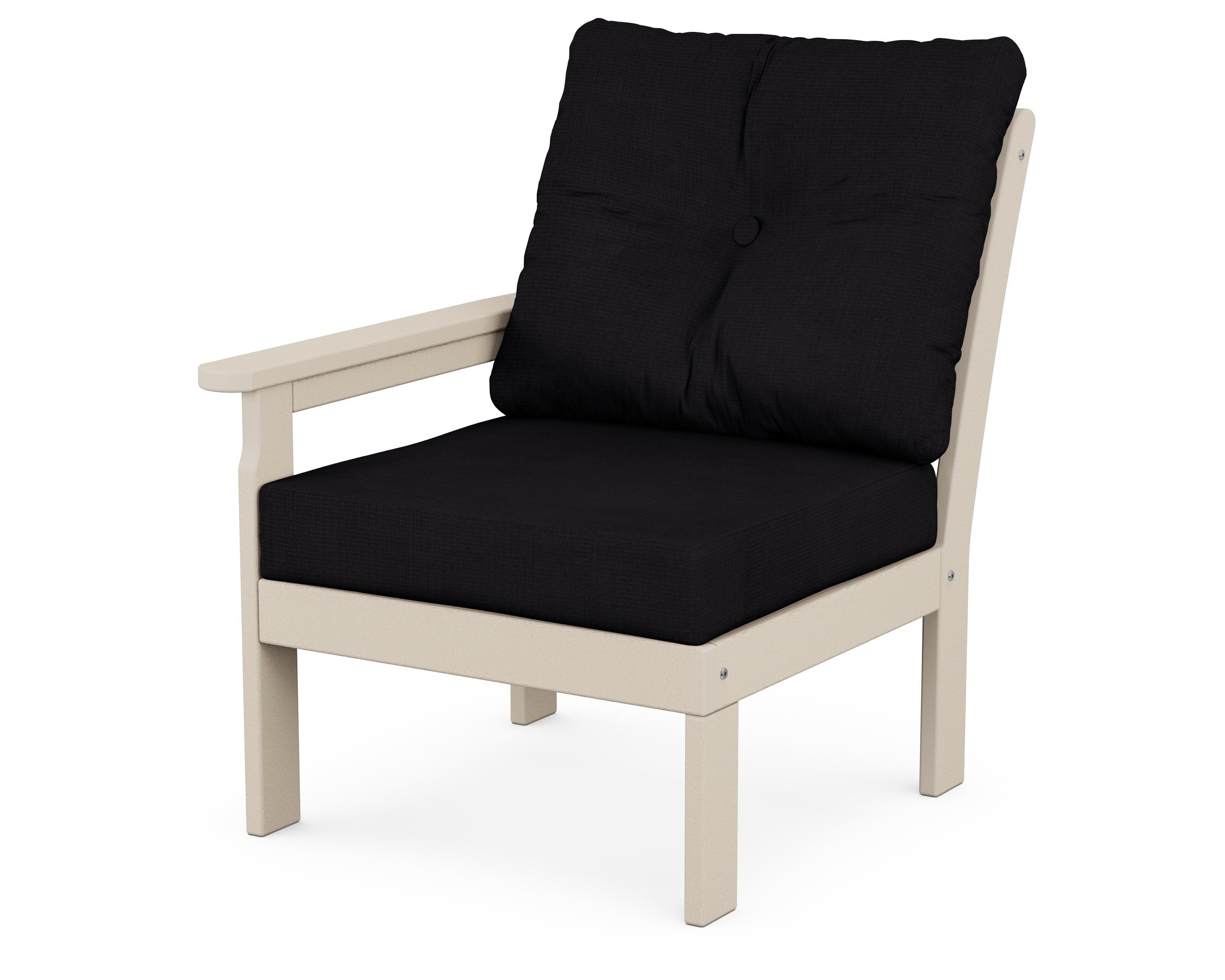 POLYWOOD® Vineyard Modular Left Arm Chair in Sand / Midnight Linen