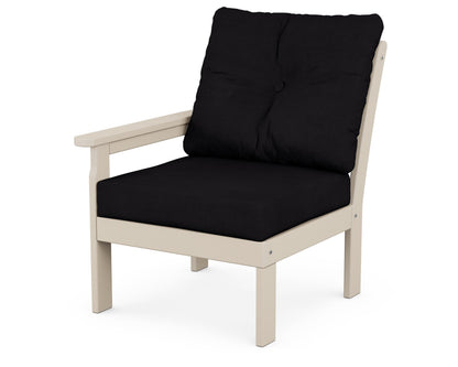 POLYWOOD® Vineyard Modular Left Arm Chair in Sand / Midnight Linen