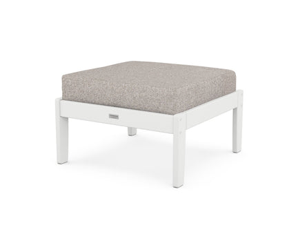 Country Living Cottage Deep Seating Ottoman in White / Weathered Tweed