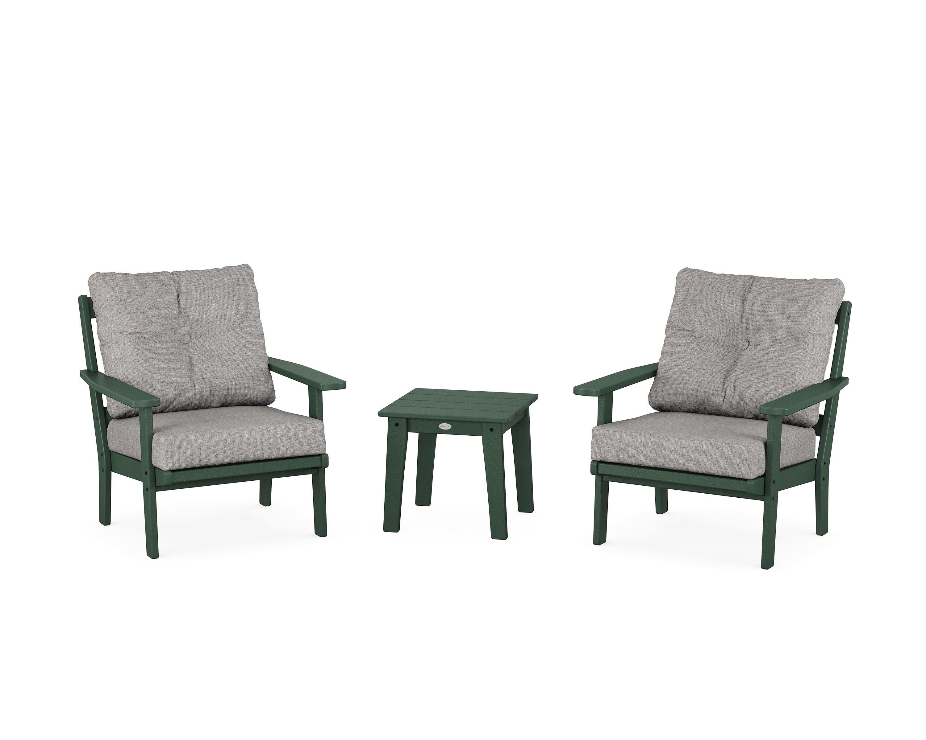 POLYWOOD® Prairie 3-Piece Deep Seating Set in Green / Grey Mist