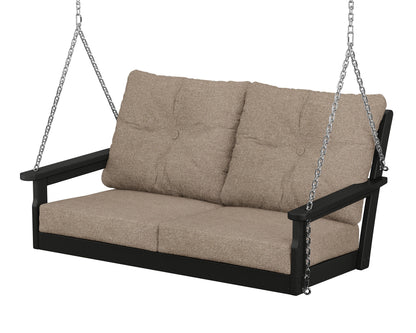 POLYWOOD® Vineyard Deep Seating Swing in Black / Spiced Burlap