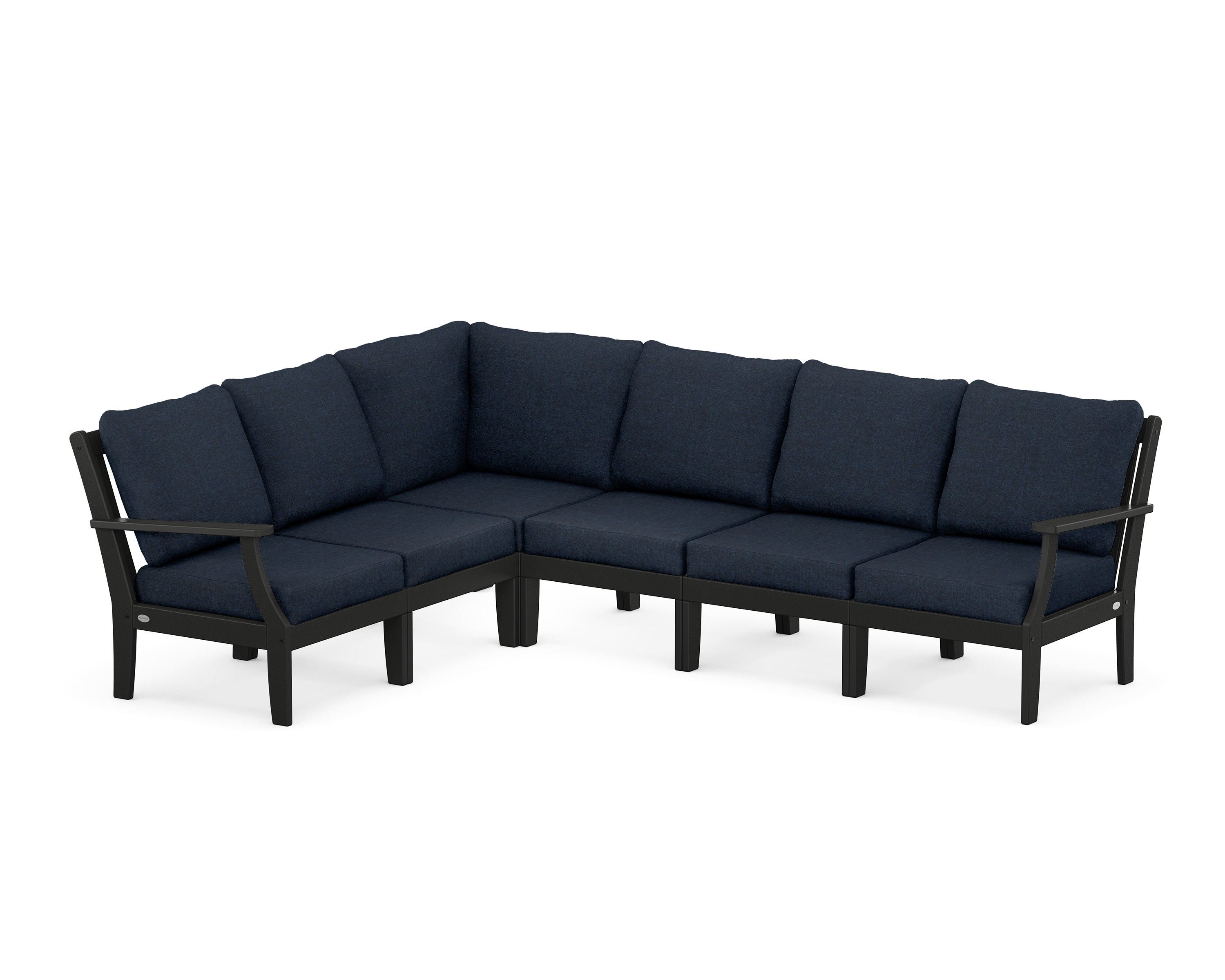 POLYWOOD® Braxton Modular 6-Piece Deep Seating Set in Black / Marine Indigo
