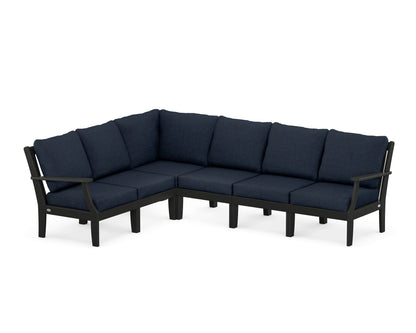 POLYWOOD® Braxton Modular 6-Piece Deep Seating Set in Black / Marine Indigo