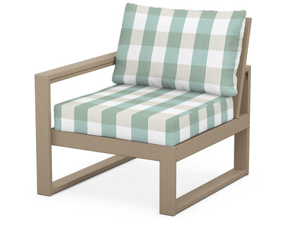 POLYWOOD® EDGE Modular Left Arm Chair in Vintage Sahara / Buffalo Plaid Glacier Spa