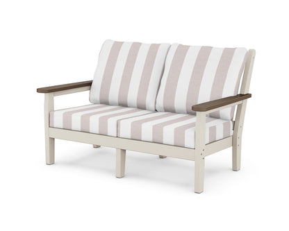 POLYWOOD® Chippendale Deep Seating Loveseat in Sand / Kona / Cabana Stripe Dune Burlap