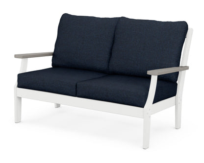 POLYWOOD® Braxton Deep Seating Loveseat in White / Driftwood / Marine Indigo