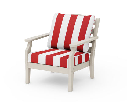 Draper James™ by  POLYWOOD® Savannah Deep Seating Chair in Sand / Cabana Stripe Crimson