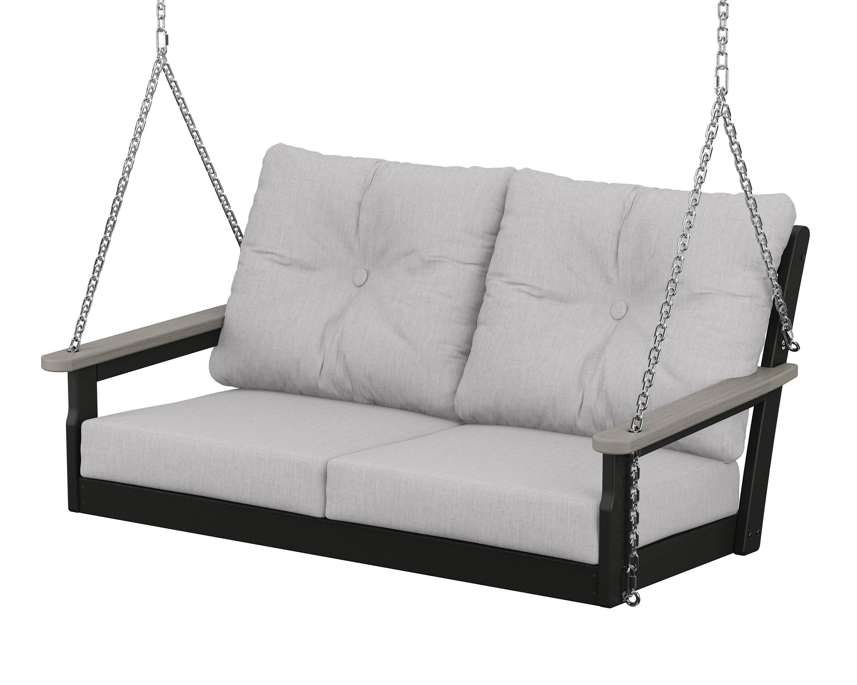 POLYWOOD® Vineyard Deep Seating Swing in Black / Driftwood / Granite