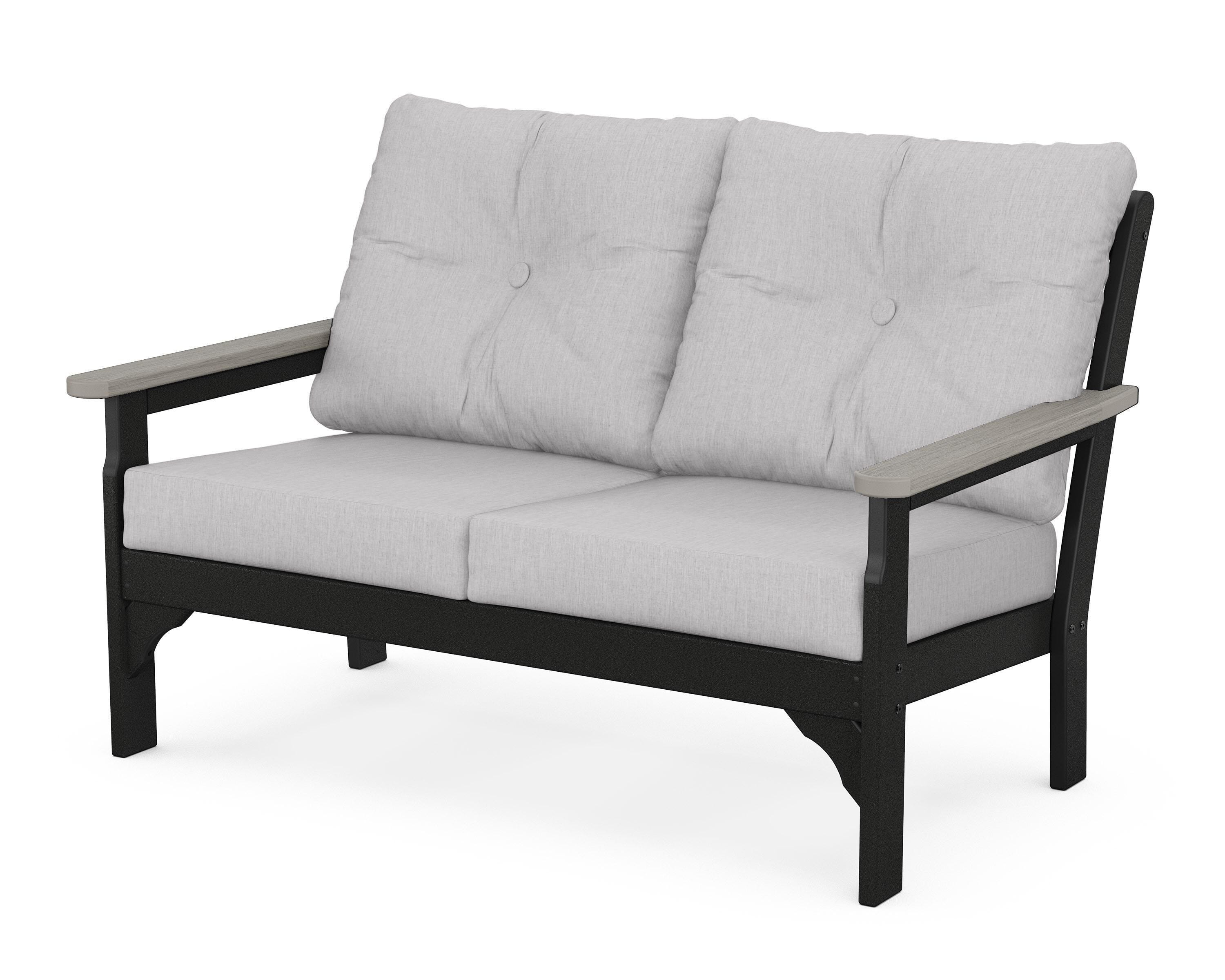 POLYWOOD® Vineyard Deep Seating Loveseat in Black / Driftwood / Granite