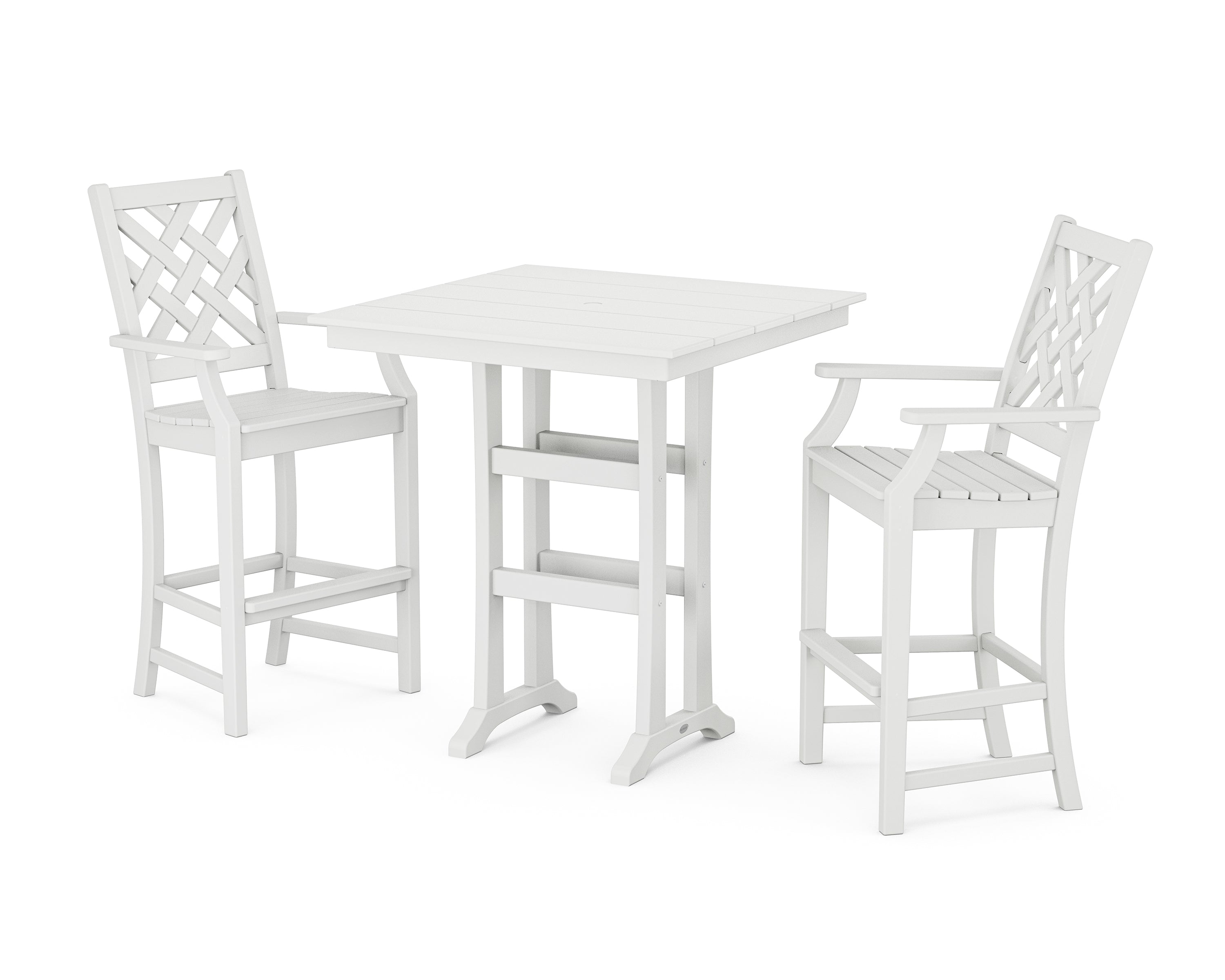 Country Living Wovendale 3-Piece Farmhouse Bar Set with Trestle Legs in White