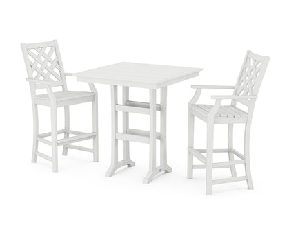 Country Living Wovendale 3-Piece Farmhouse Bar Set with Trestle Legs in White