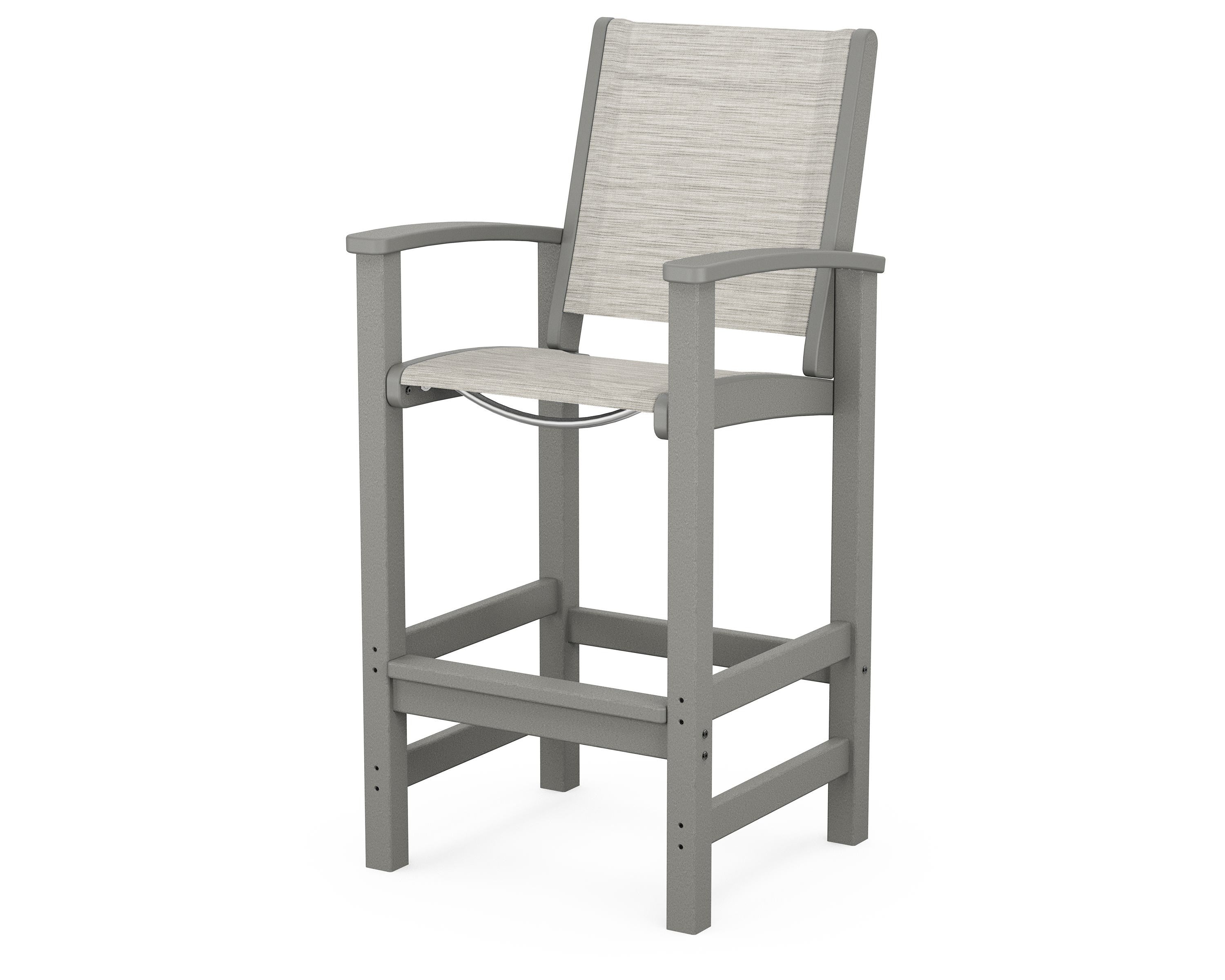 POLYWOOD® Coastal Bar Chair in Slate Grey / Birch Sling