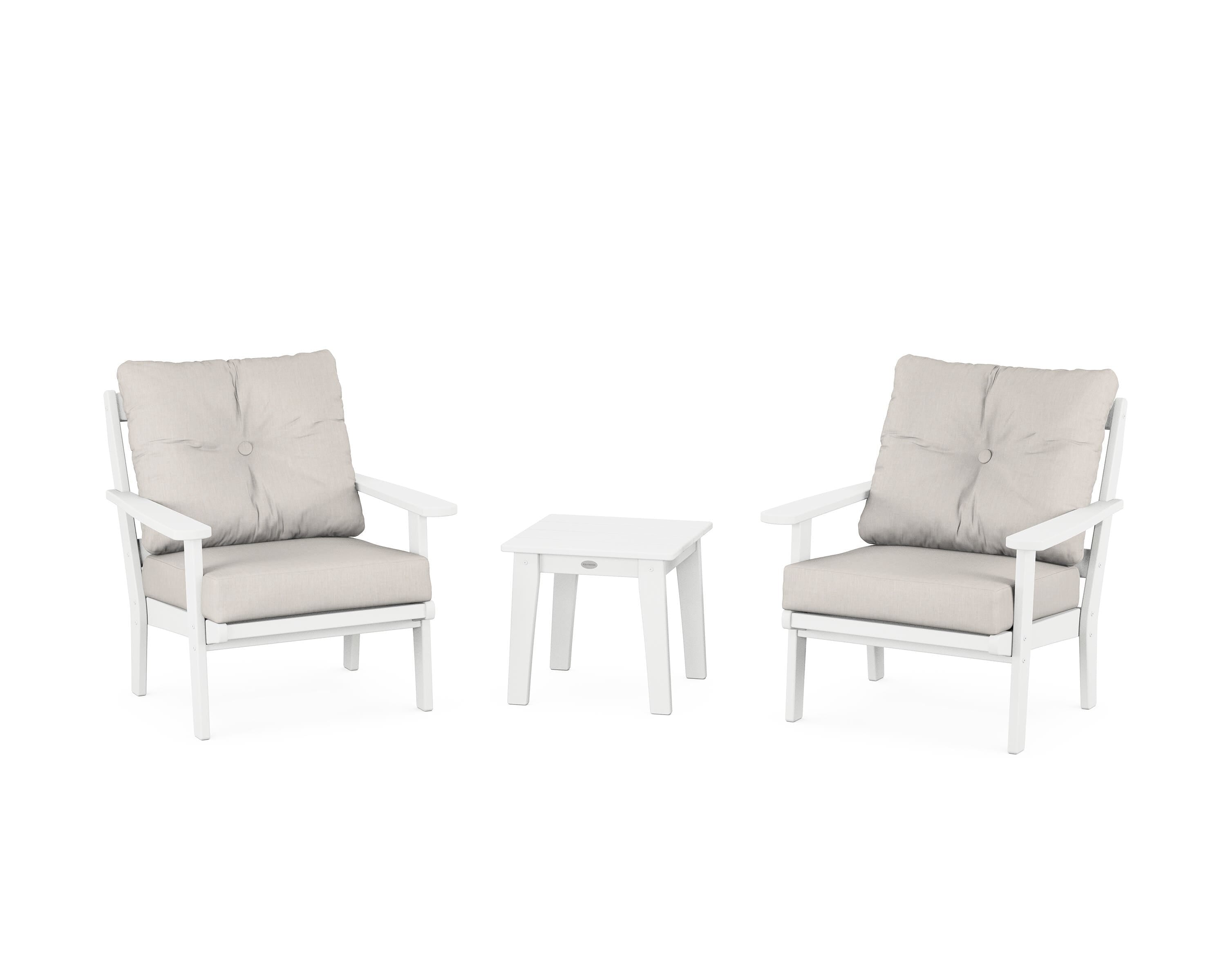 POLYWOOD® Mission 3-Piece Deep Seating Set in White / Cast Ash