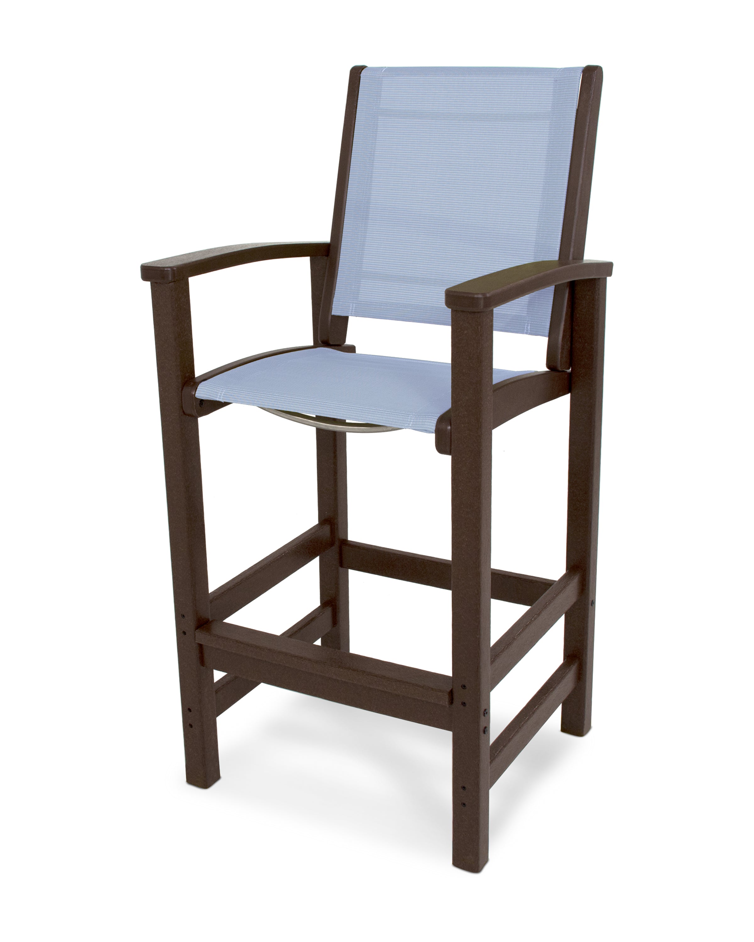 POLYWOOD® Coastal Bar Chair in Mahogany / Poolside Sling