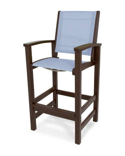 POLYWOOD® Coastal Bar Chair in Mahogany / Poolside Sling