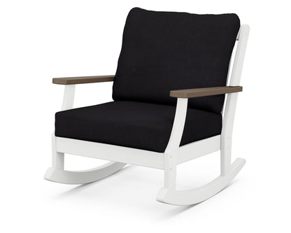 POLYWOOD® Braxton Deep Seating Rocking Chair in White / Kona / Midnight Linen
