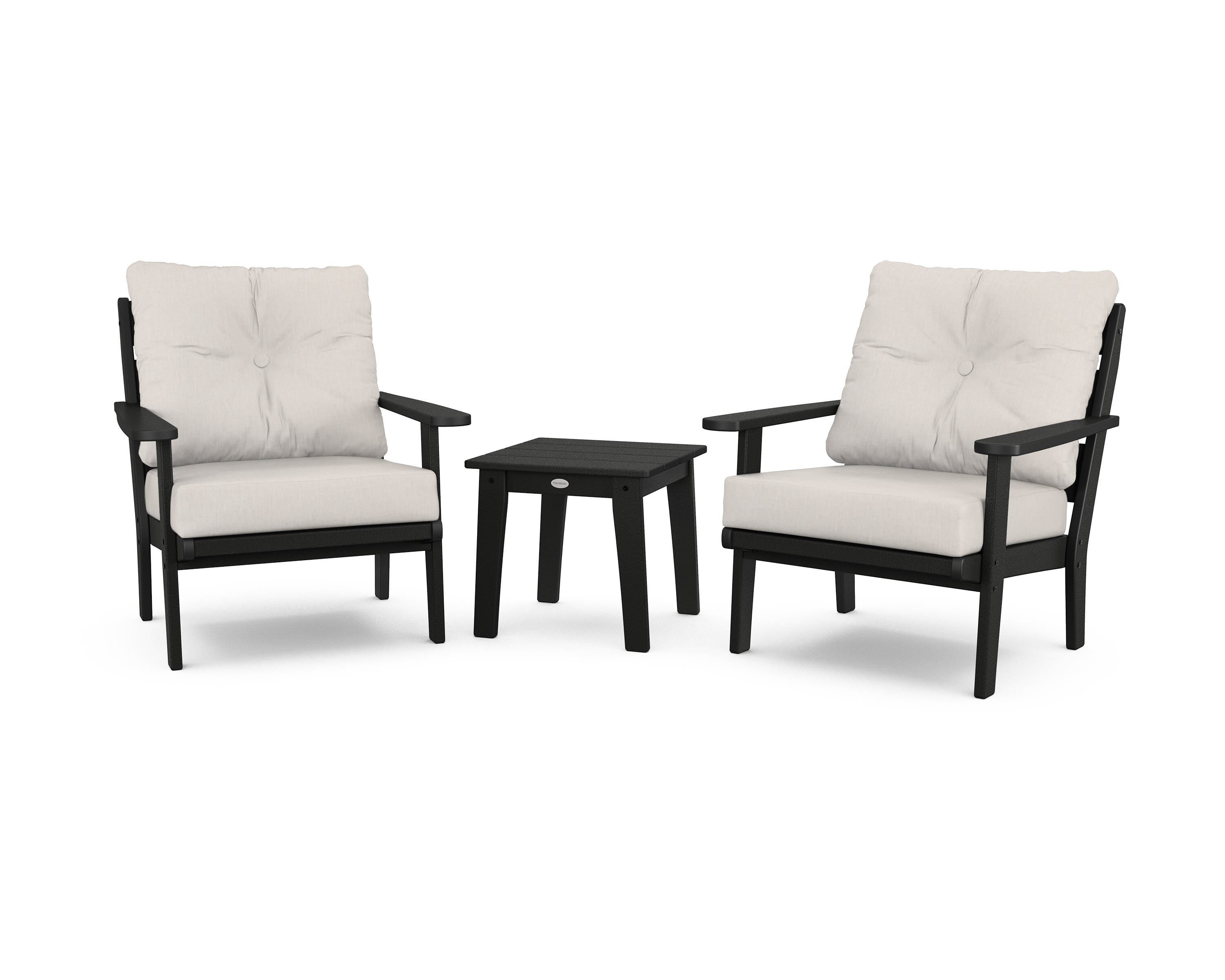 POLYWOOD® Lakeside 3-Piece Deep Seating Chair Set in Black / Cast Ash