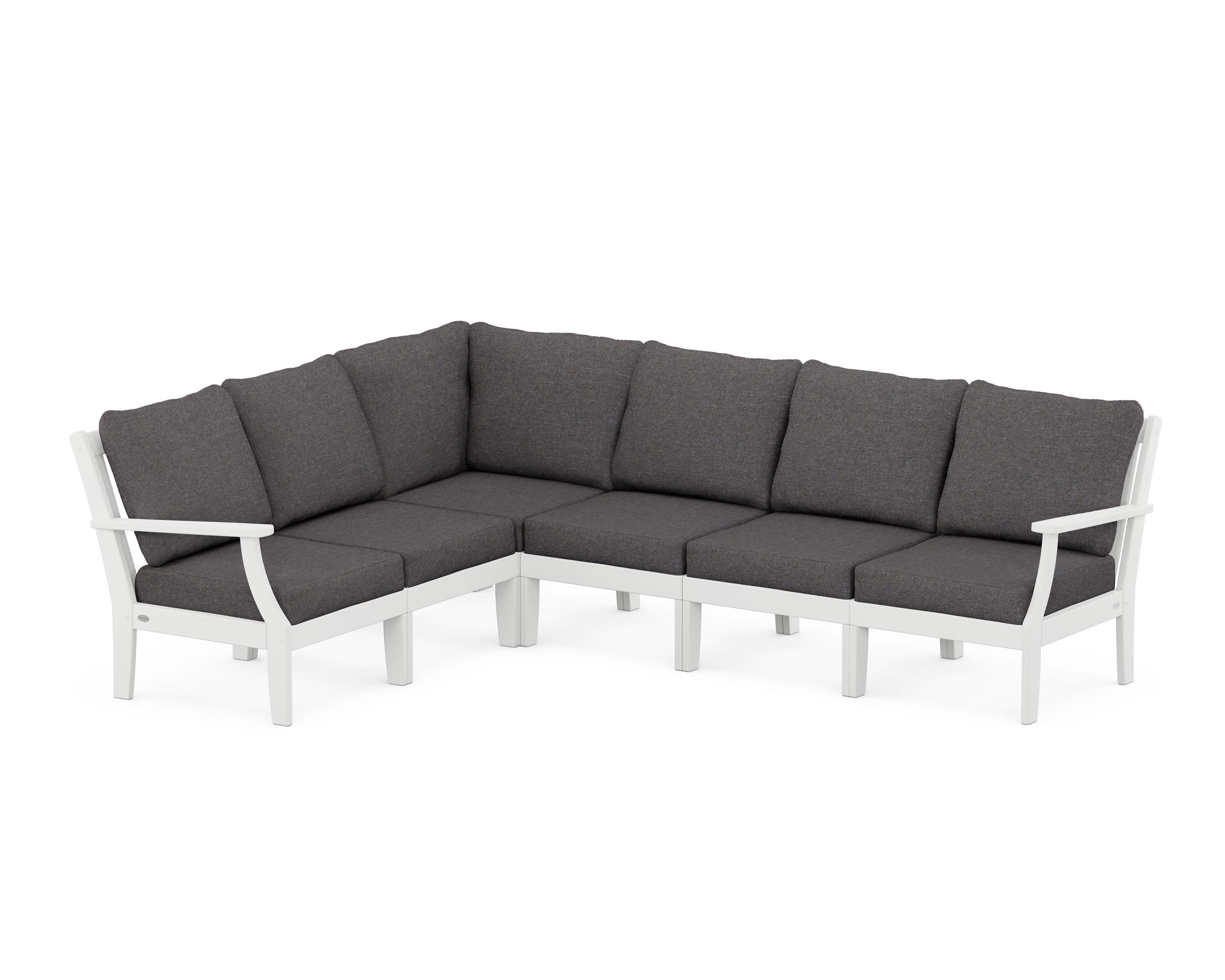 POLYWOOD® Braxton Modular 6-Piece Deep Seating Set in White / Ash Charcoal