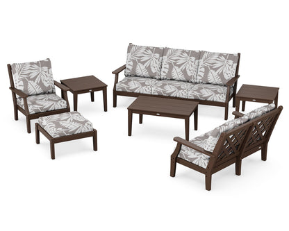 Country Living Wovendale 7-Piece Deep Seating Set in Mahogany / Leaf Grey Mist
