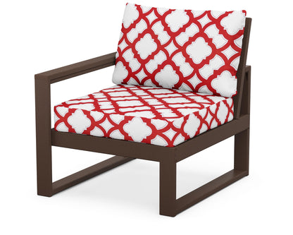 POLYWOOD® EDGE Modular Left Arm Chair in Mahogany / Trellis Crimson