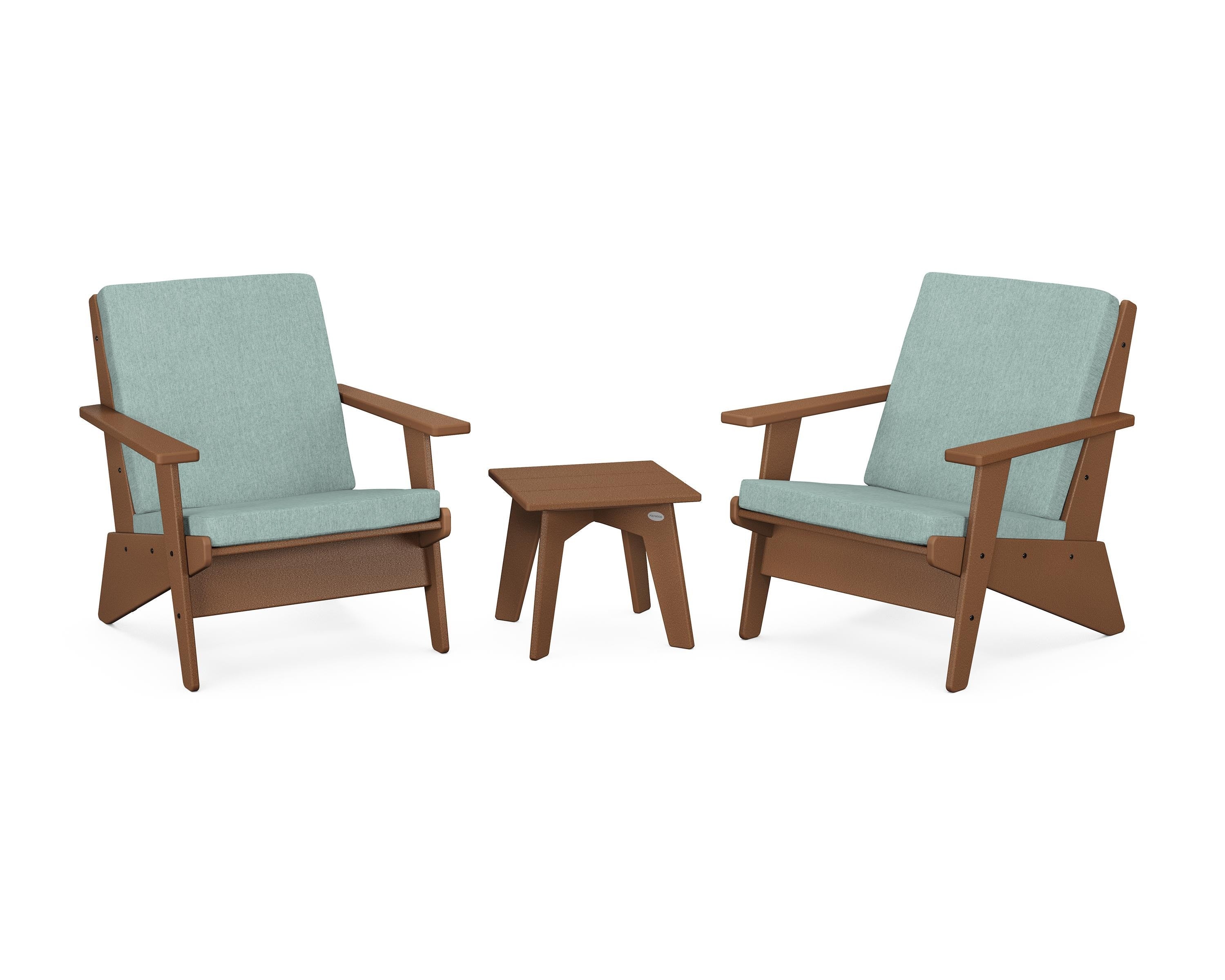 POLYWOOD® Riviera Modern Lounge 3-Piece Set in Teak / Glacier Spa
