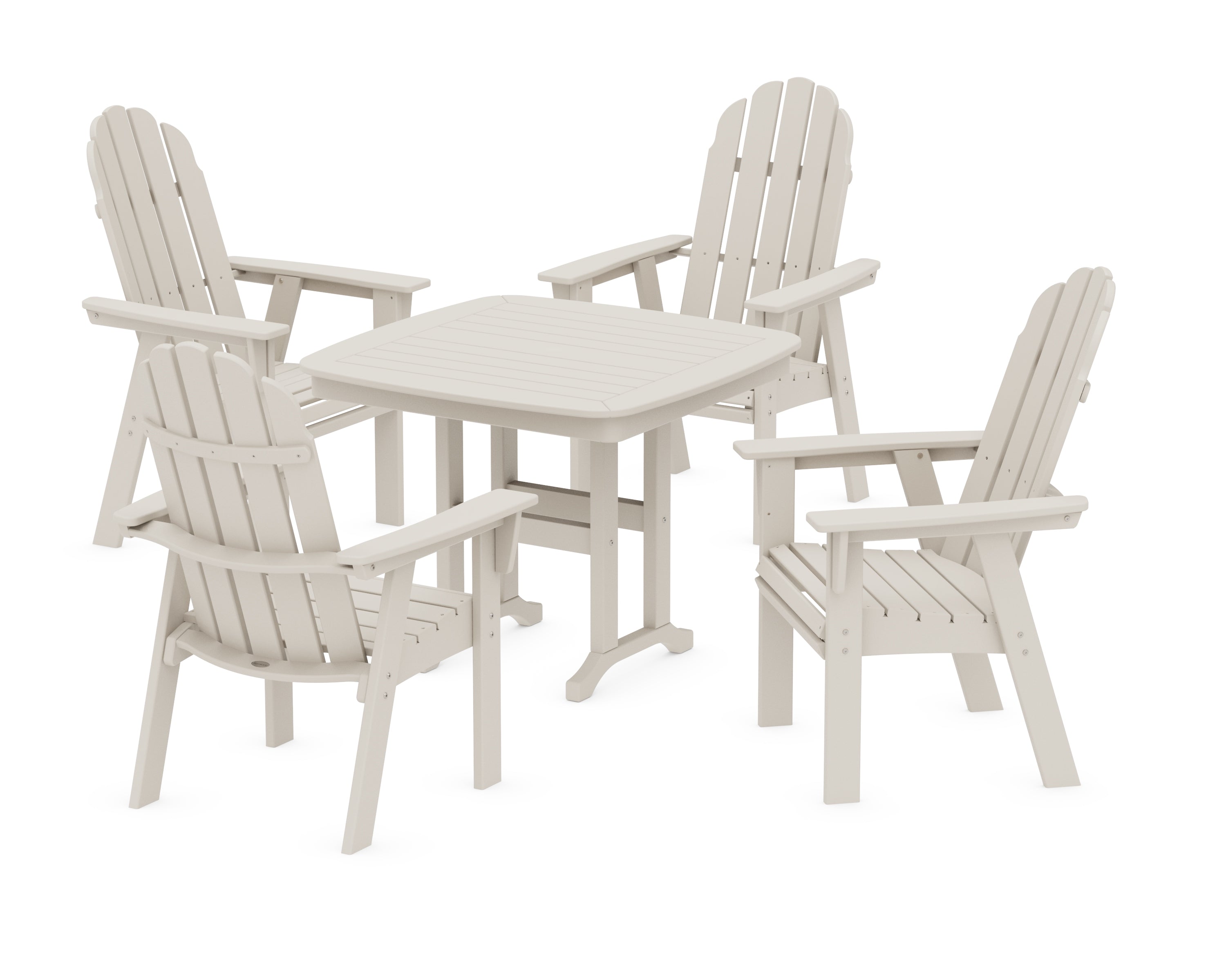 POLYWOOD® Vineyard Curveback Adirondack 5-Piece Dining Set in Sand