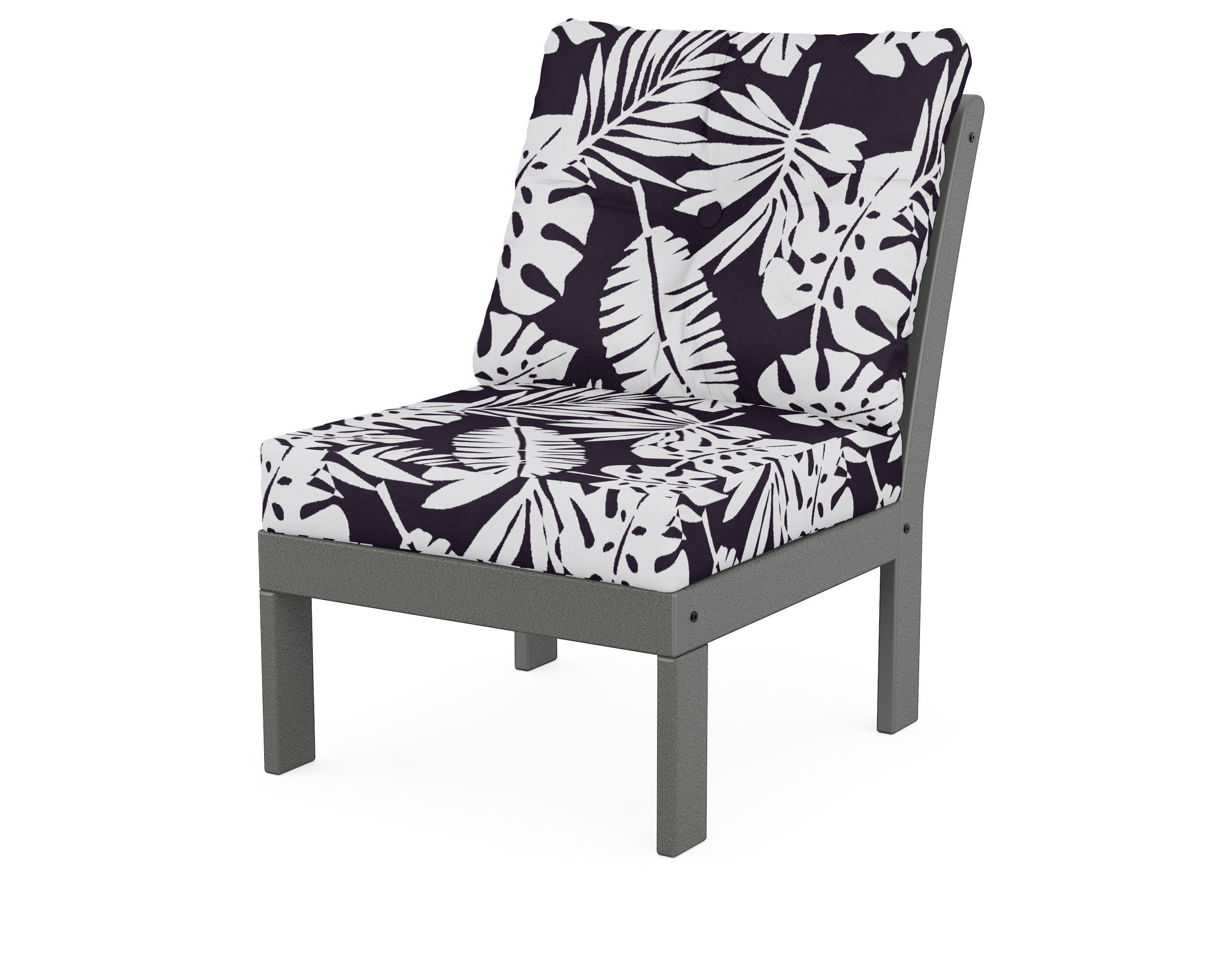 POLYWOOD® Vineyard Modular Armless Chair in Slate Grey / Leaf Navy
