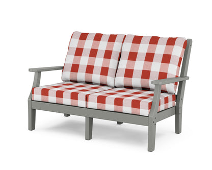 Country Living Wovendale Deep Seating Loveseat in Slate Grey / Buffalo Plaid Crimson