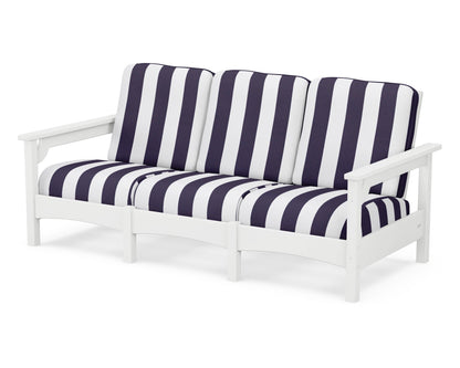 POLYWOOD® Club Sofa in White / Cabana Stripe Navy