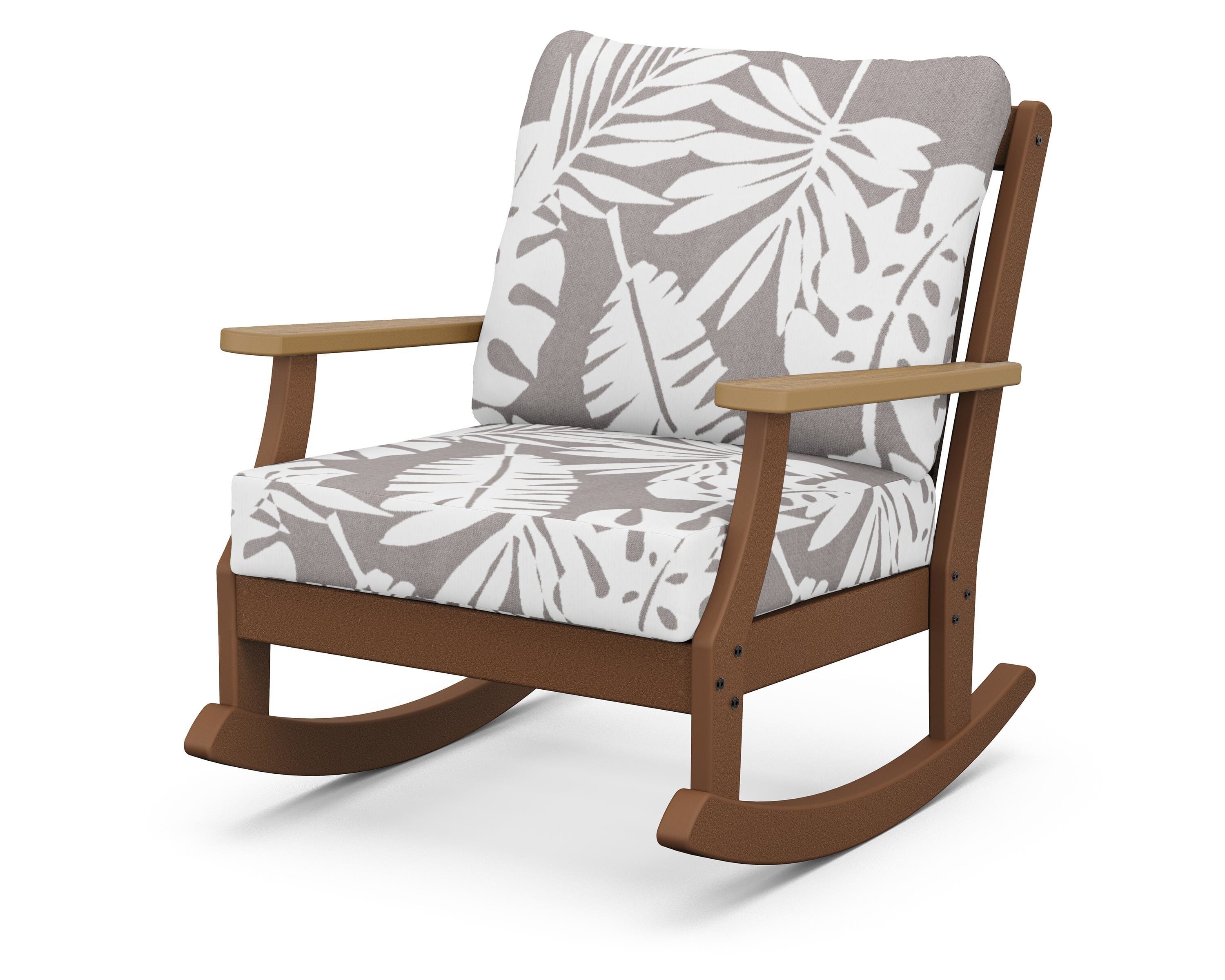 POLYWOOD® Braxton Deep Seating Rocking Chair in Teak / Natural / Leaf Grey Mist