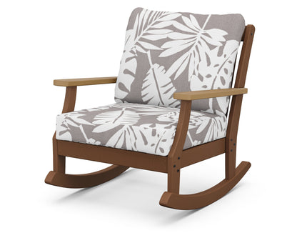 POLYWOOD® Braxton Deep Seating Rocking Chair in Teak / Natural / Leaf Grey Mist