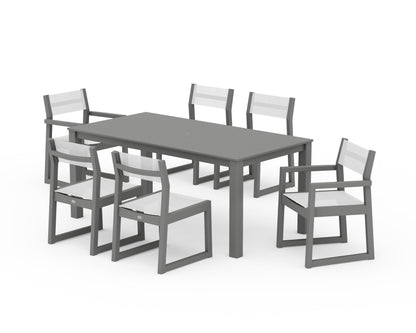 POLYWOOD® EDGE Sling 7-Piece Parsons Dining Set in Slate Grey / White Sling