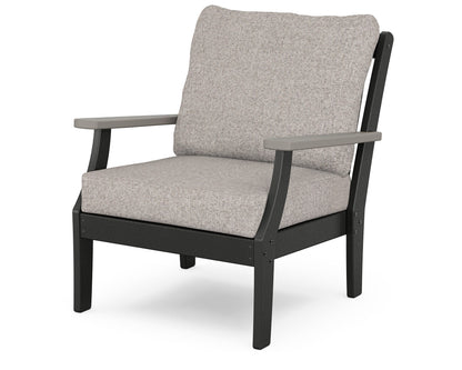POLYWOOD® Braxton Deep Seating Chair in Black / Driftwood / Weathered Tweed