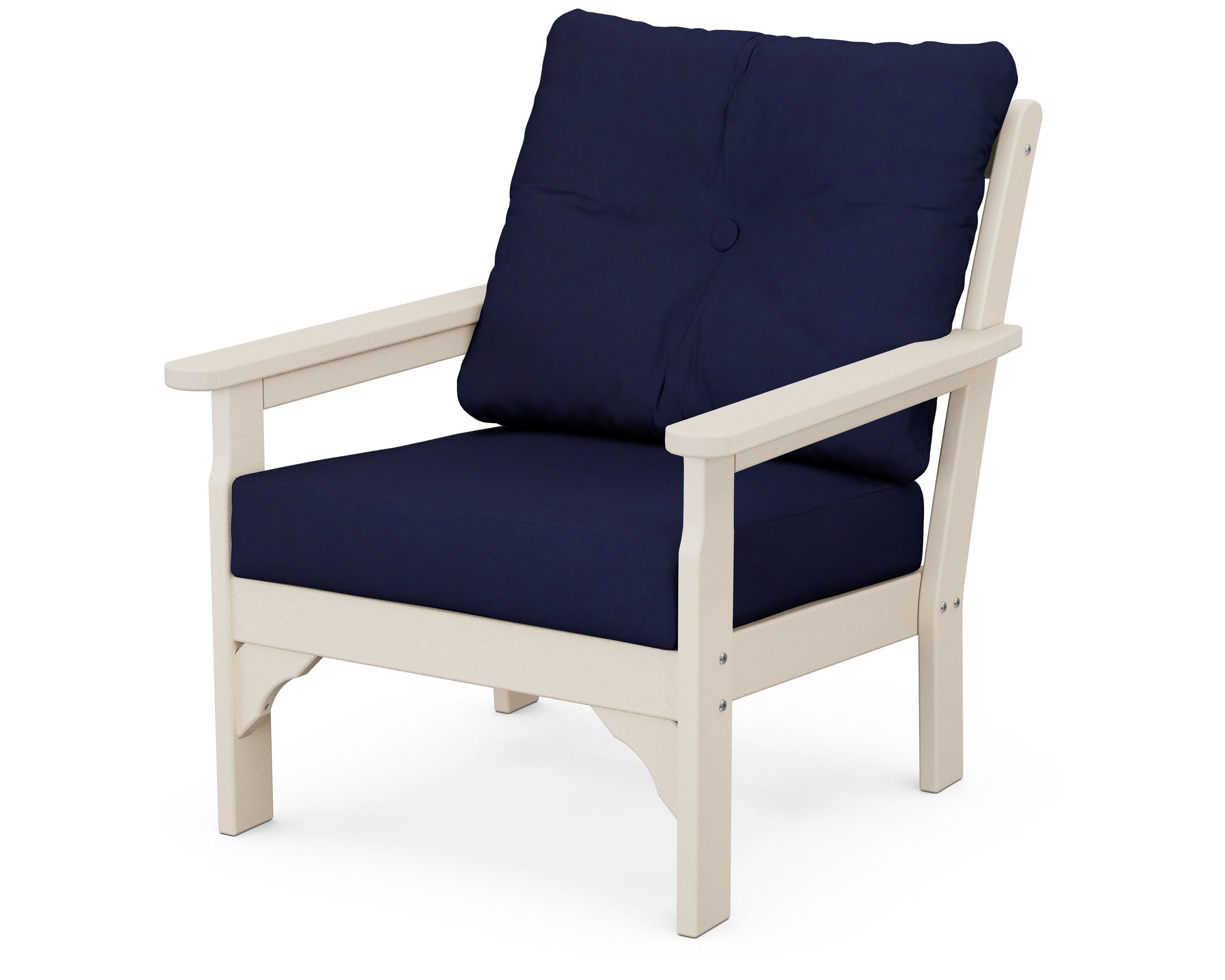 POLYWOOD® Vineyard Deep Seating Chair in Sand / Navy