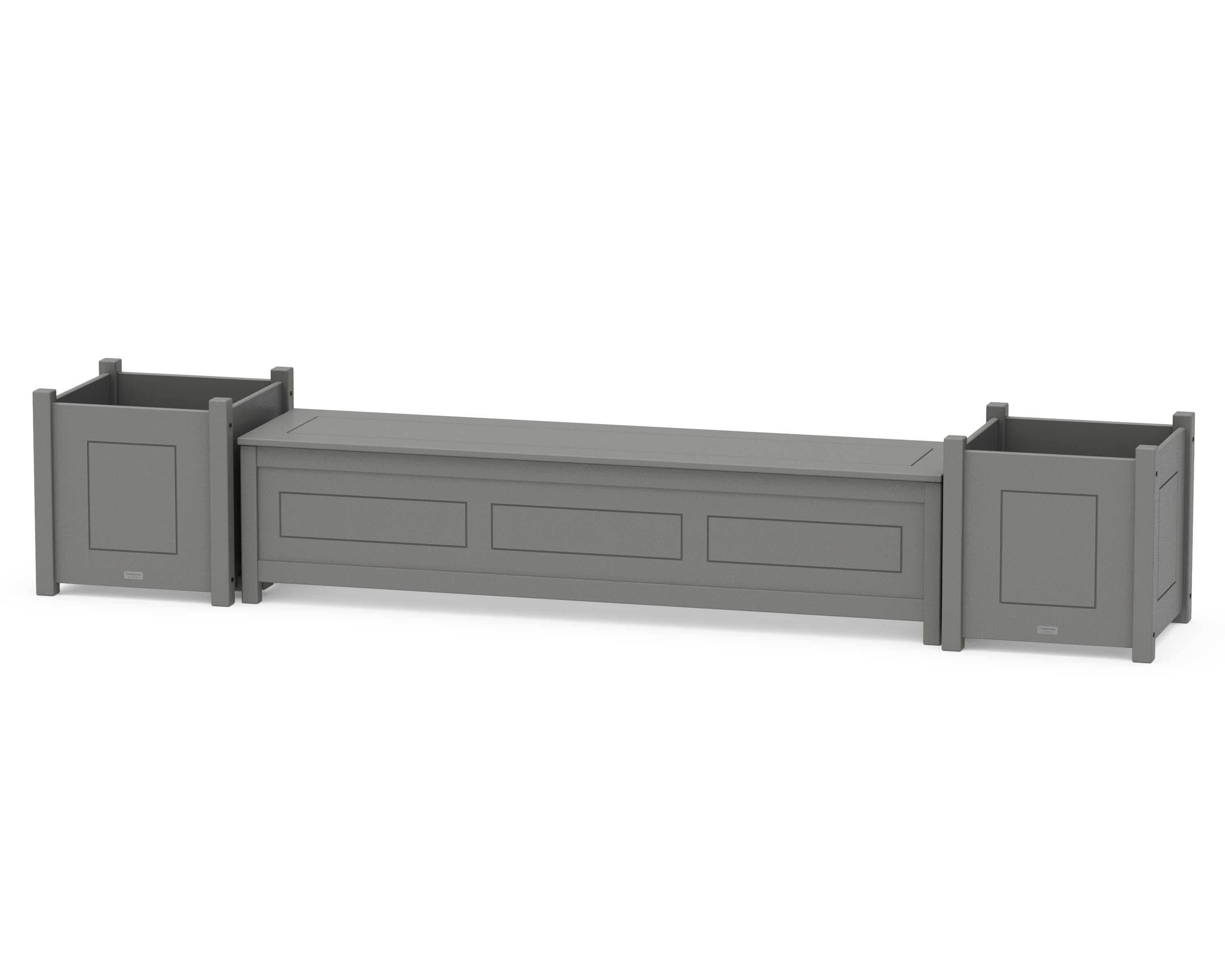 Country Living 72" Country Living Straight Planter Storage Bench Set- Large in Slate Grey