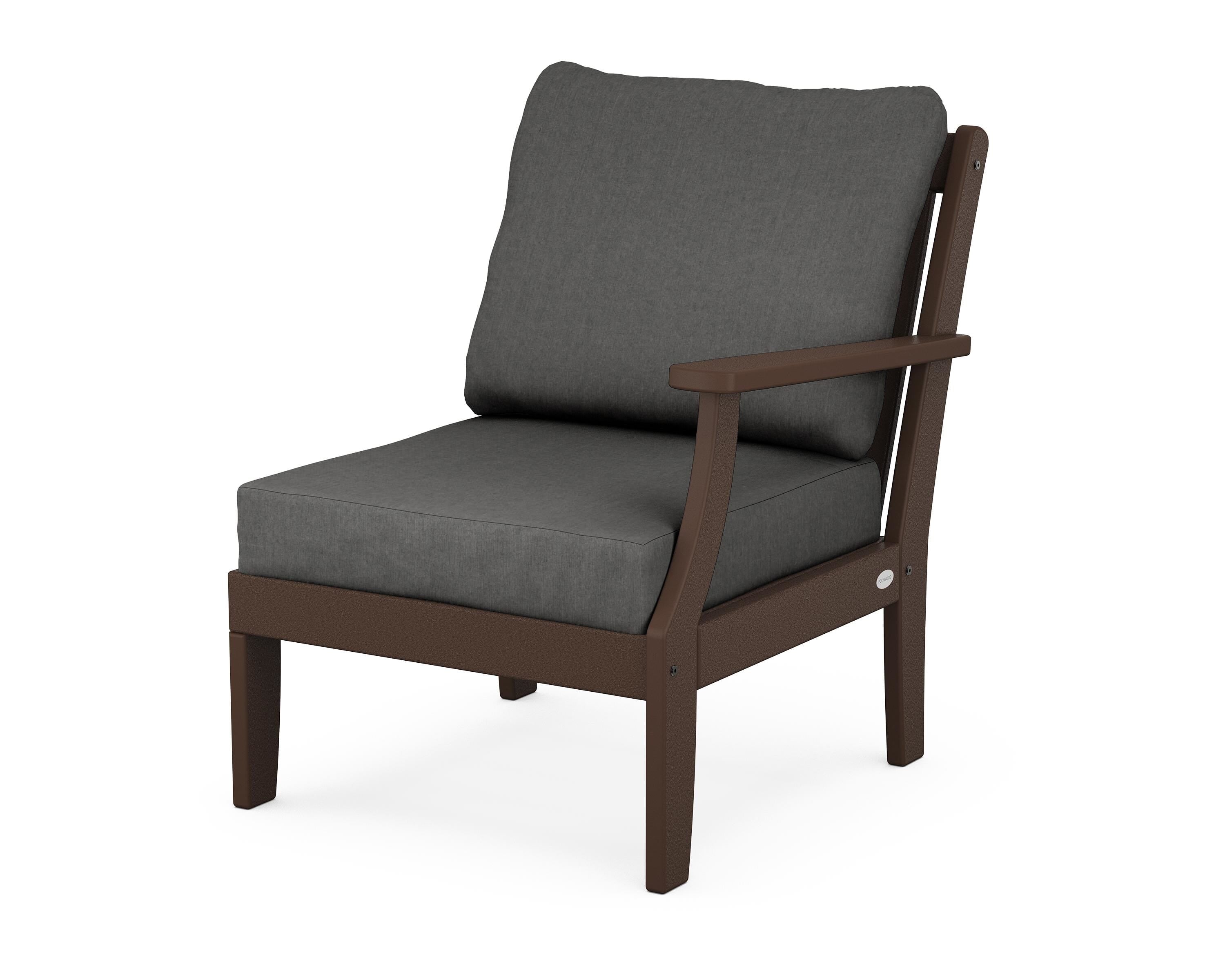 POLYWOOD® Braxton Modular Right Arm Chair in Mahogany / Spectrum Carbon