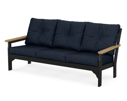POLYWOOD® Vineyard Deep Seating Sofa in Black / Natural / Marine Indigo