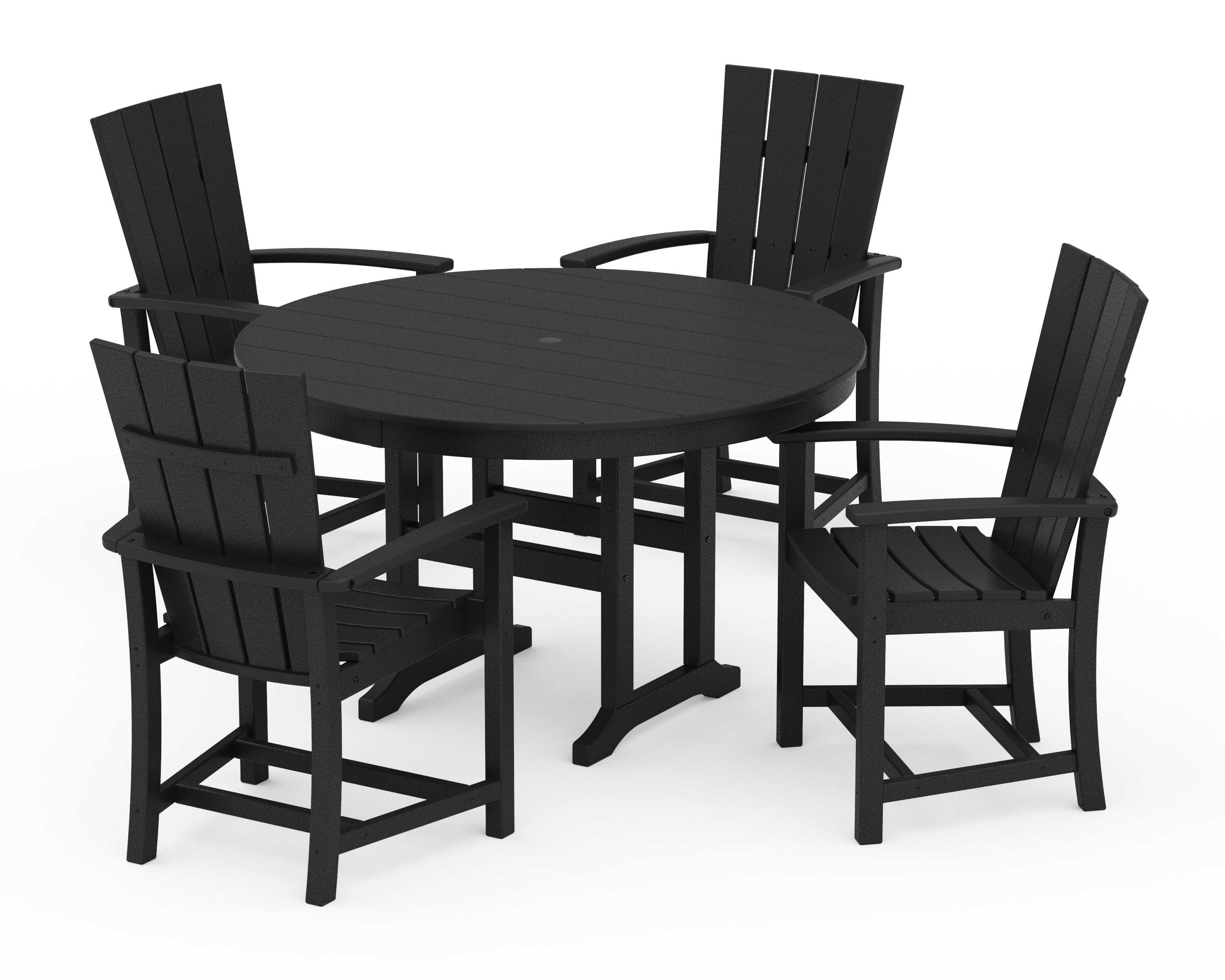 POLYWOOD® Quattro 5-Piece Round Farmhouse Dining Set in Black